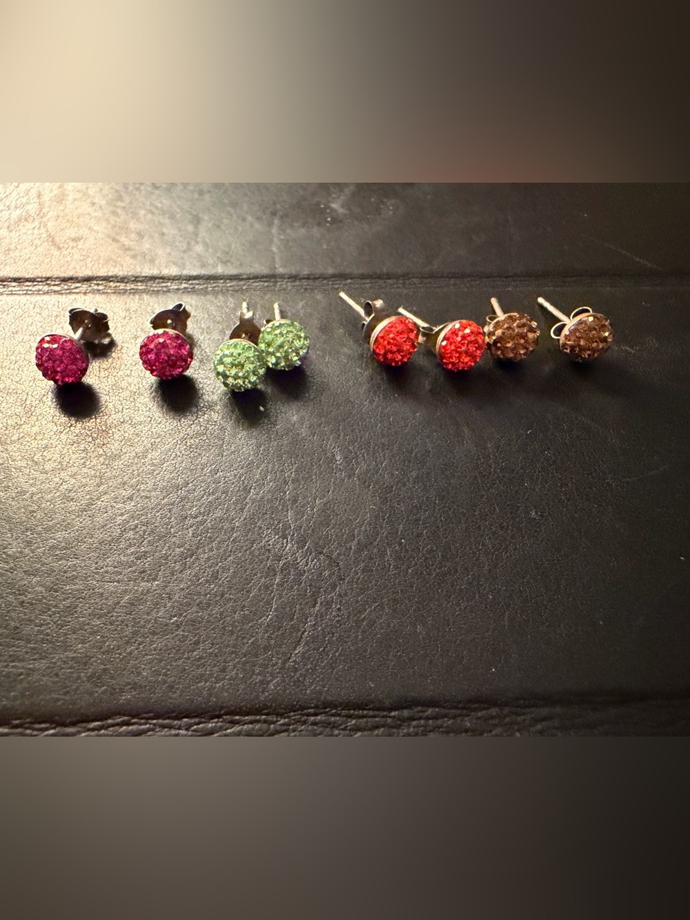 Crystal Druzy Stud Earrings - Pink, Green, Red, Brown